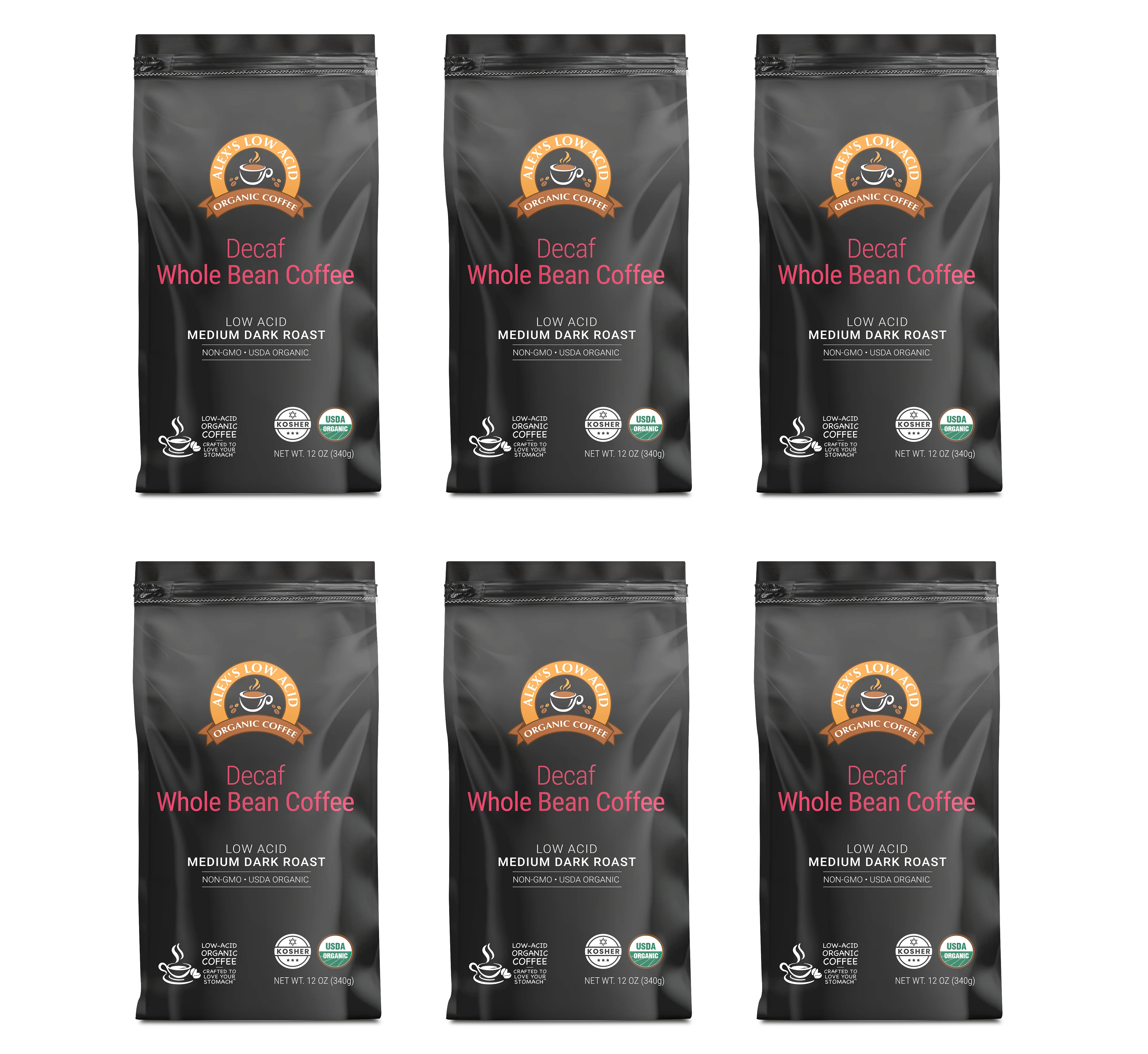 Alex's Low Acid Organic Coffee™ - Decaf Whole Bean (12oz) - Image 4