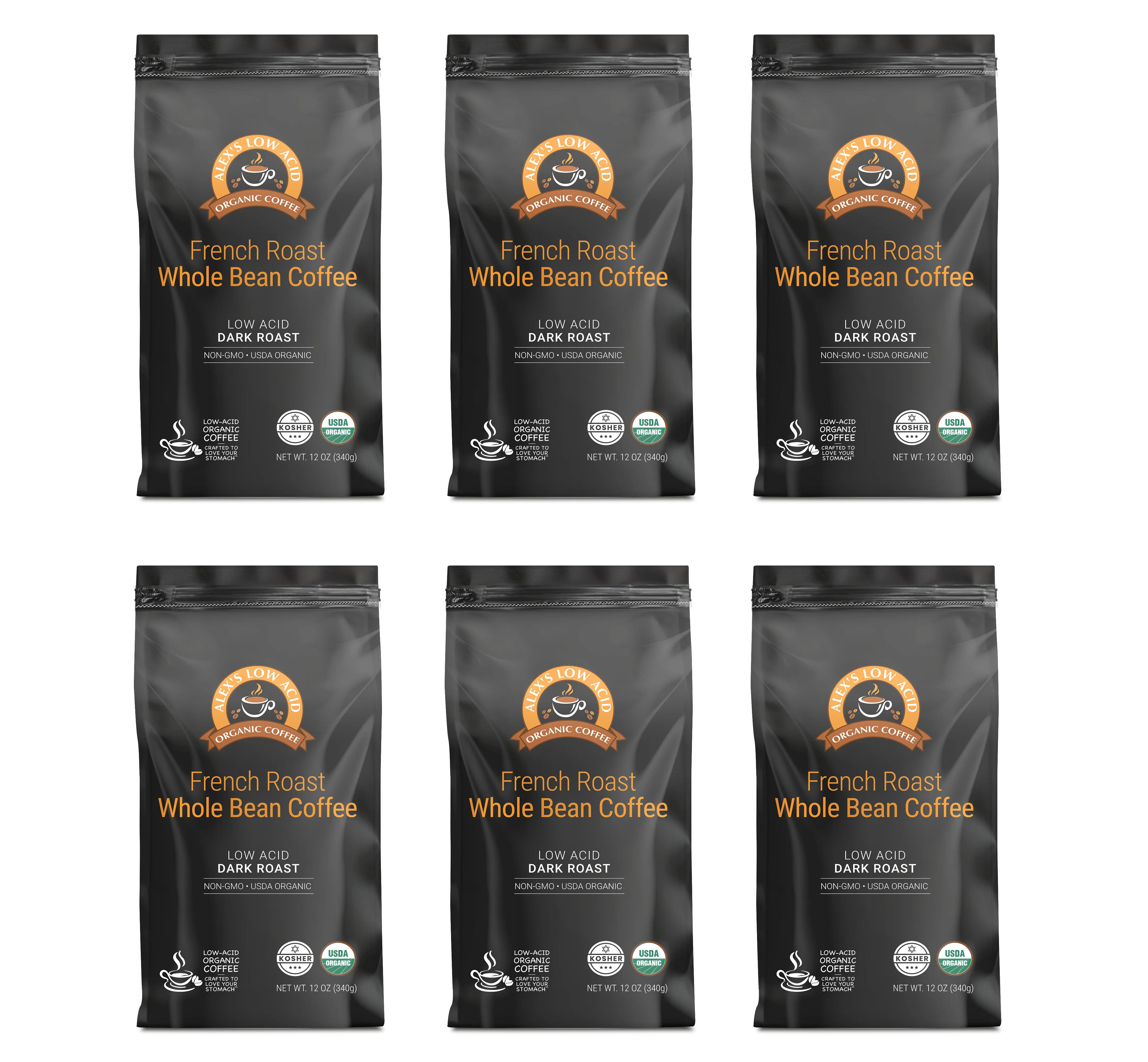 Alex's Low Acid Organic Coffee™ - French Roast Whole Bean (12oz) - Image 4