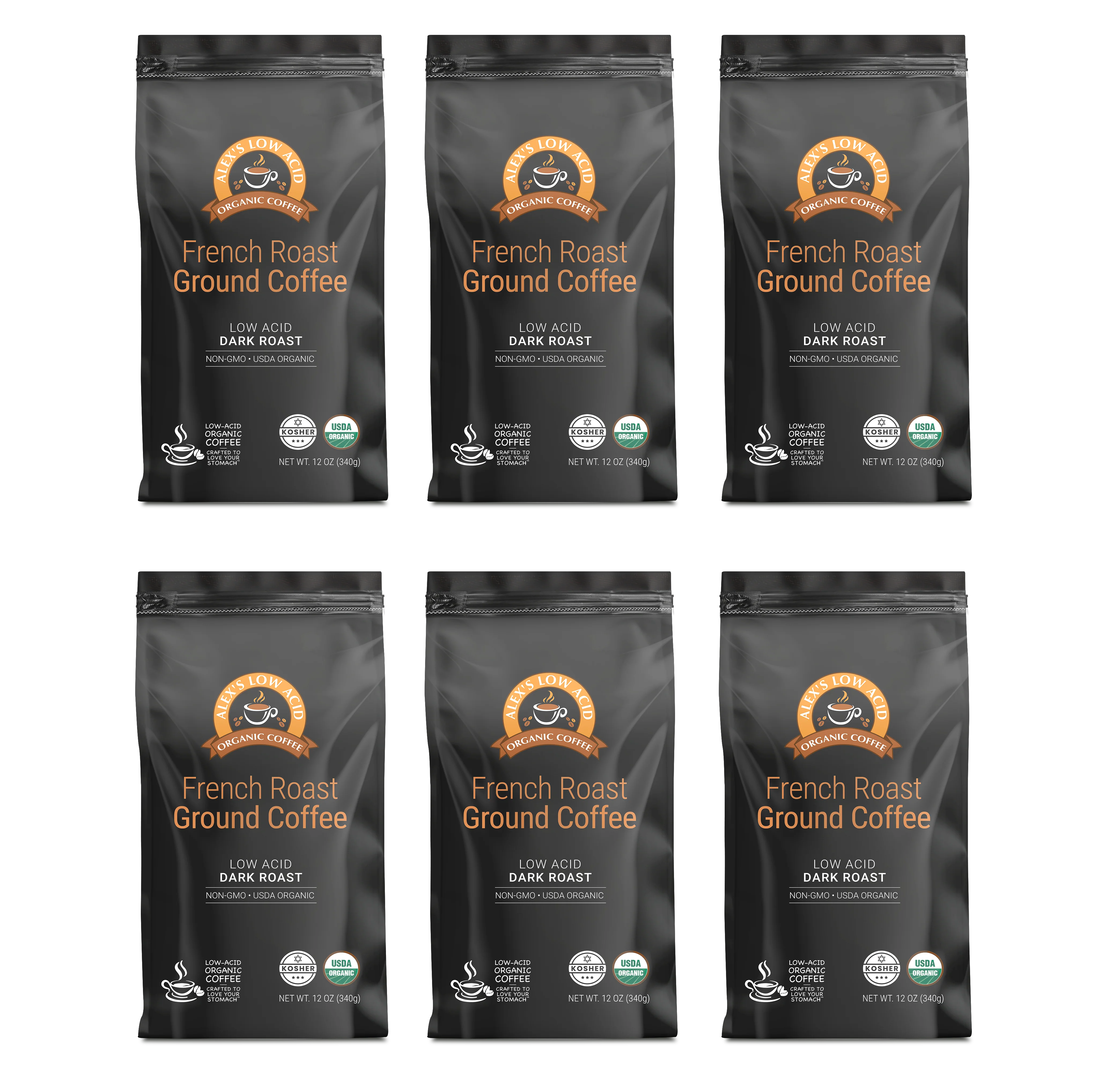 Alex's Low Acid Organic Coffee™ - French Roast Fresh Ground (12oz) - Image 4