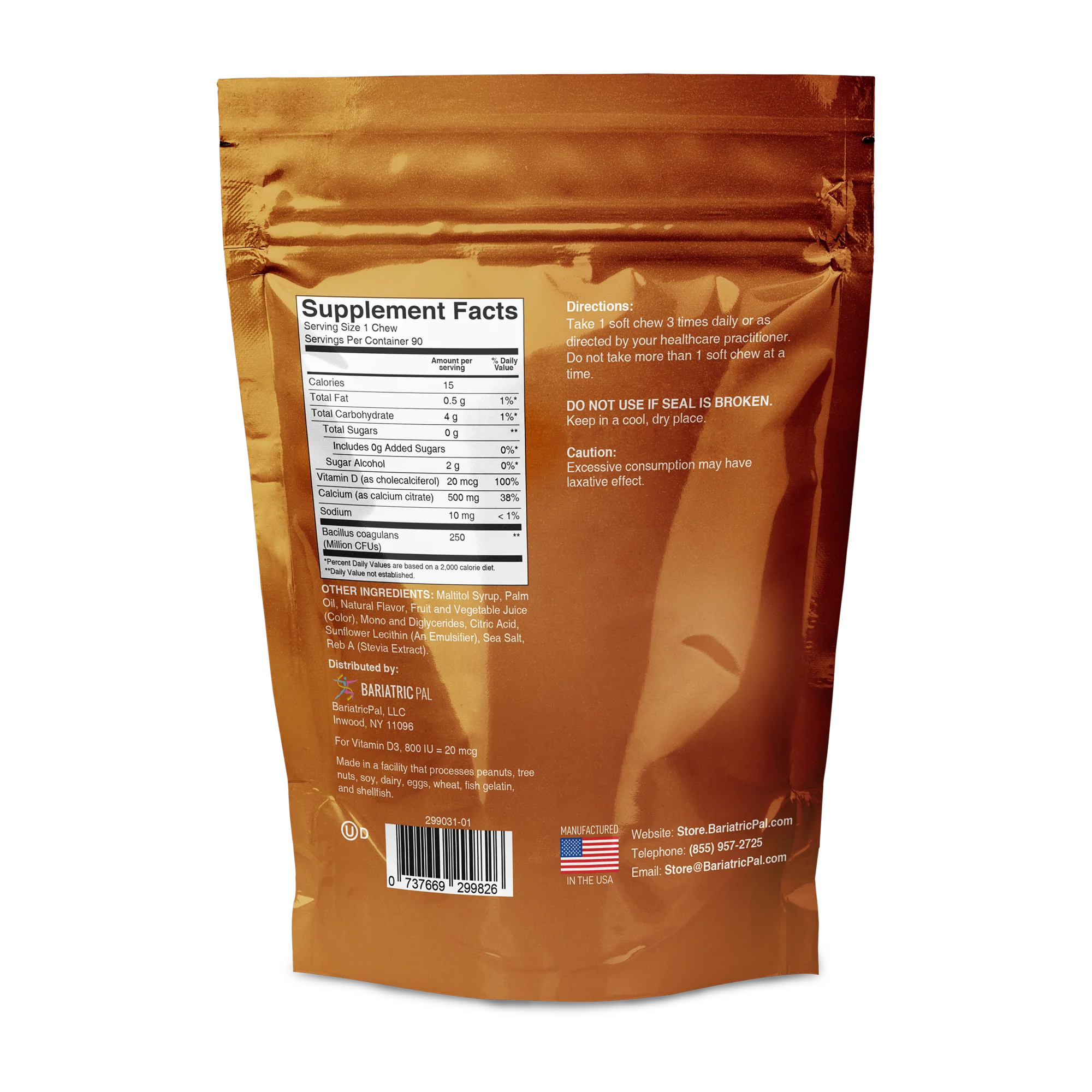 BariatricPal Sugar-Free Calcium Citrate Soft Chews 500mg with Probiotics - Fruit Flavored Variety Pack (6 Bags) - Image 10