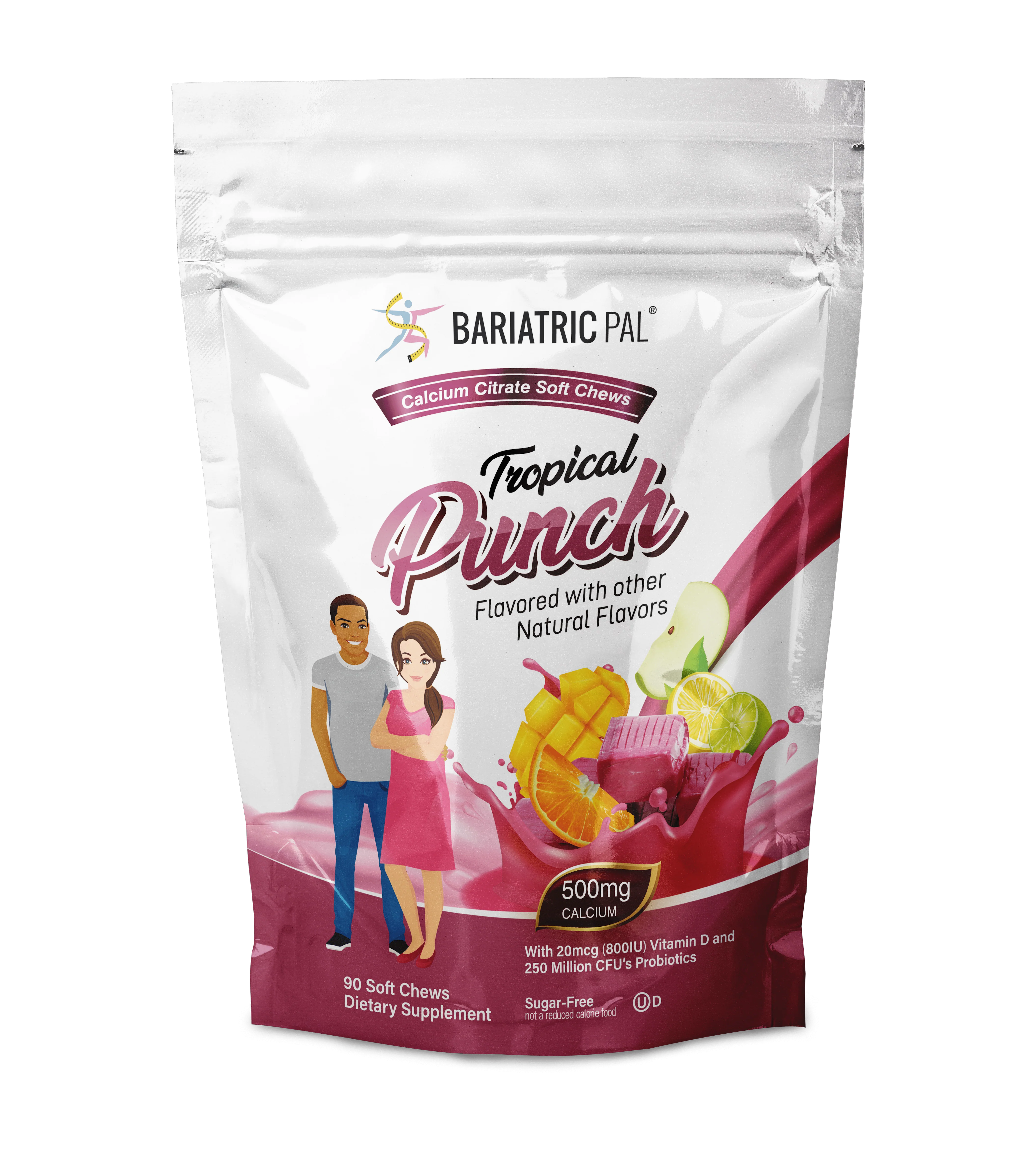 BariatricPal Sugar-Free Calcium Citrate Soft Chews 500mg with Probiotics - Fruit Flavored Variety Pack (6 Bags) - Image 12