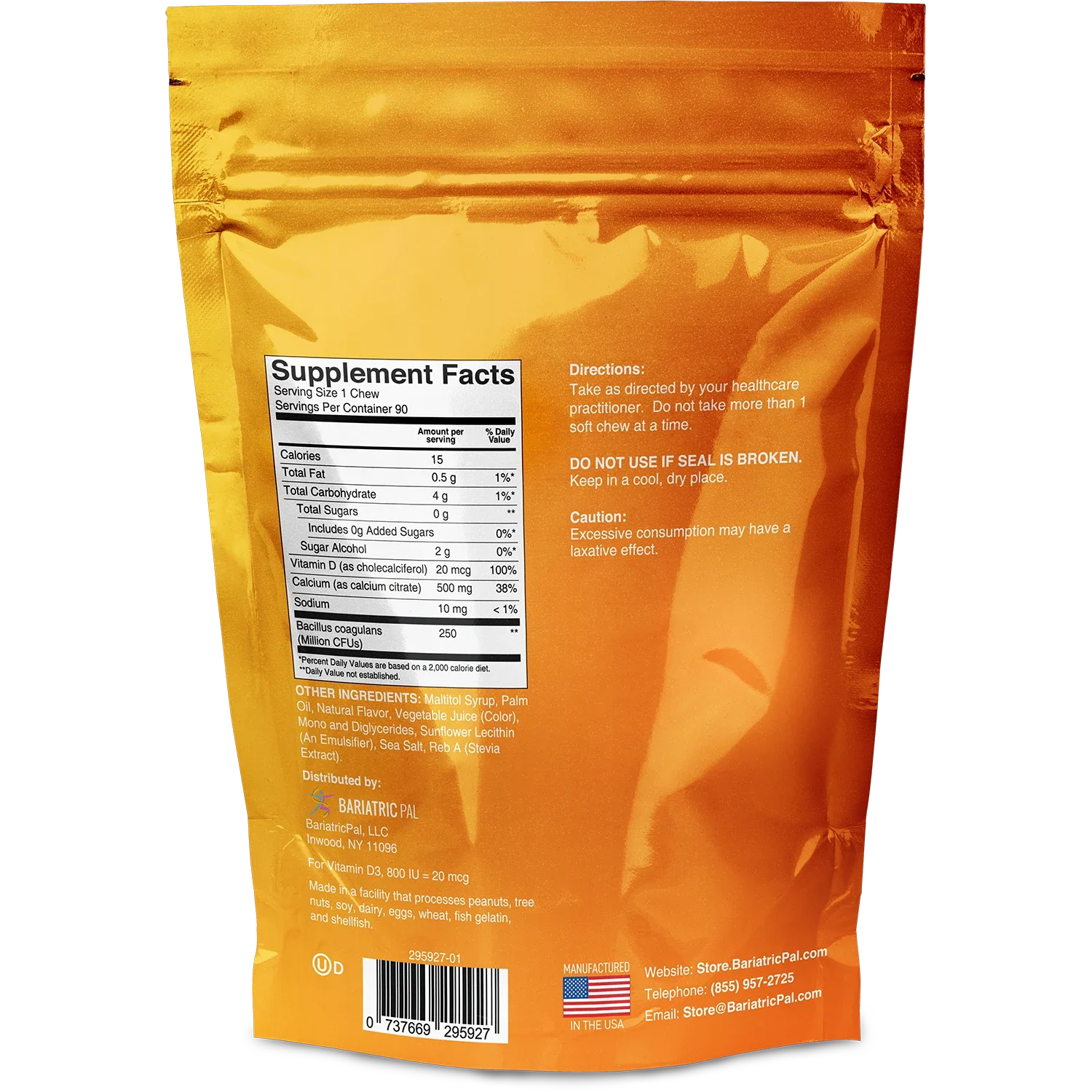 BariatricPal Sugar-Free Calcium Citrate Soft Chews 500mg with Probiotics - Fruit Flavored Variety Pack (6 Bags) - Image 7