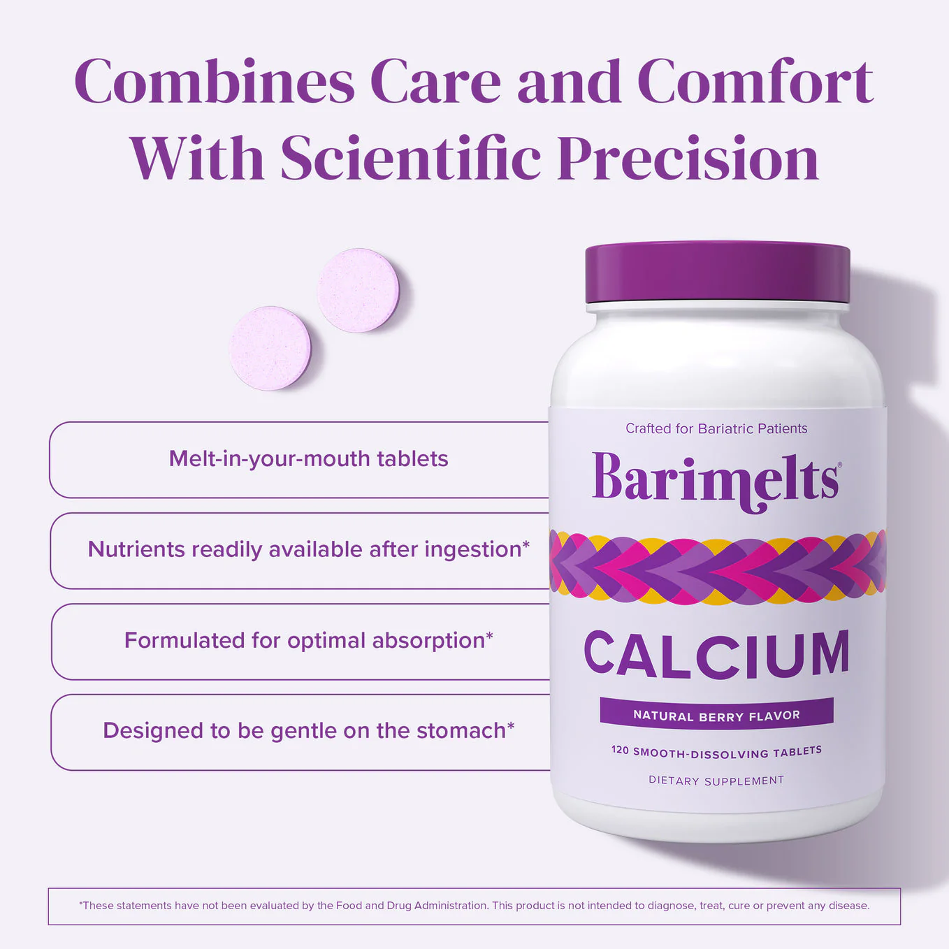 BariMelts Calcium Citrate - 120 Smooth-Dissolving Tablets - Natural Berry Flavor - Image 4