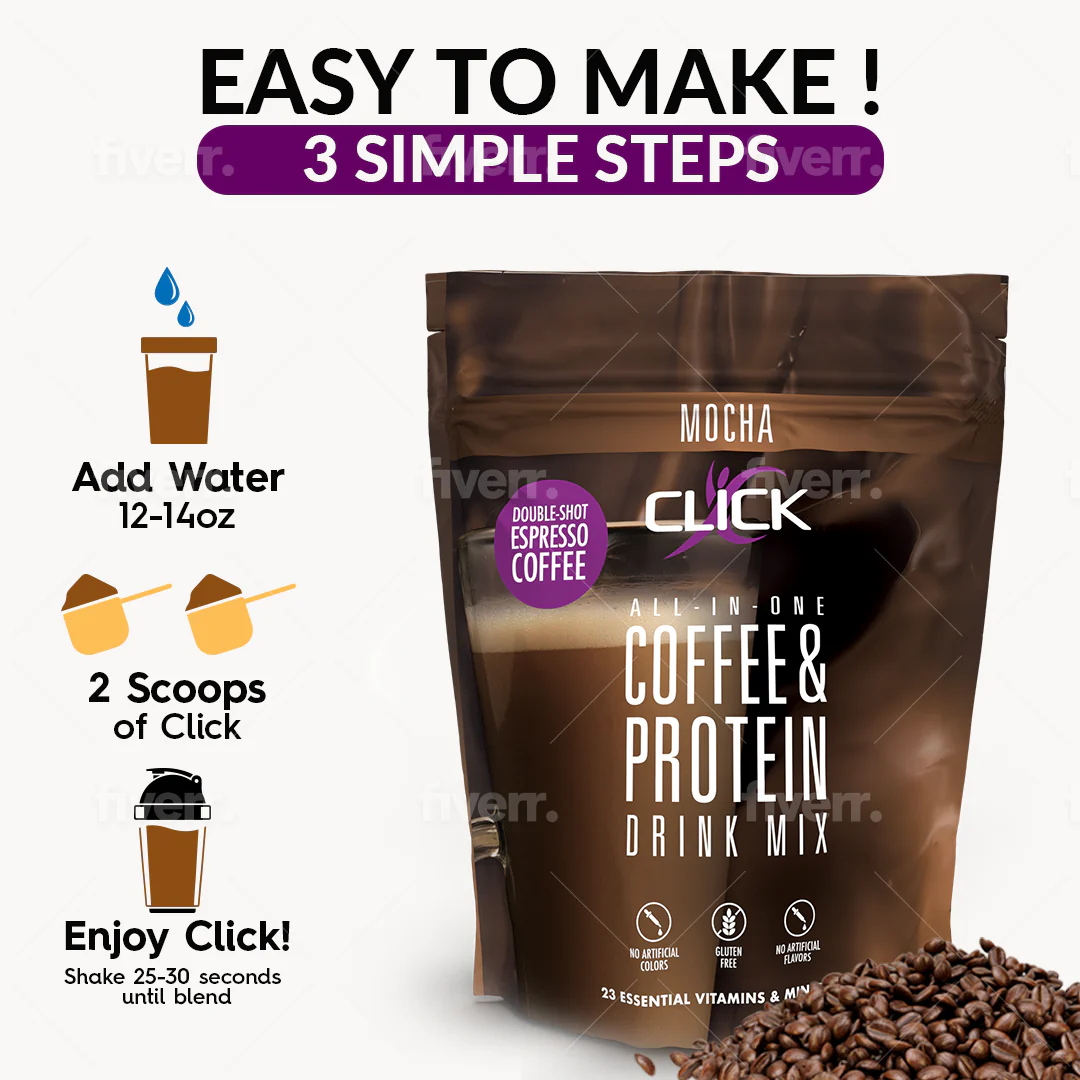Click Coffee & Protein Powder Bag - Mocha - Image 4