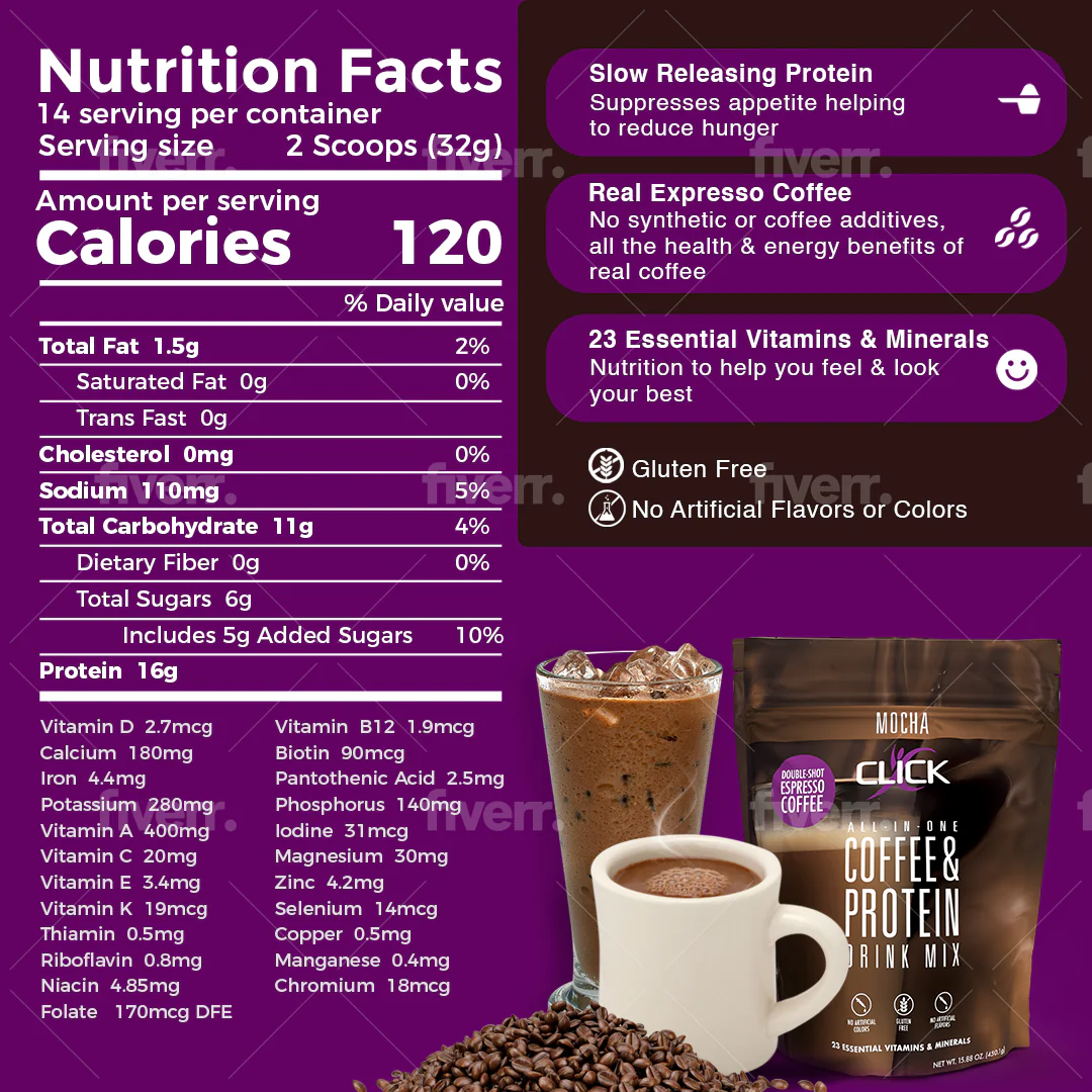 Click Coffee & Protein Powder Bag - Mocha - Image 5
