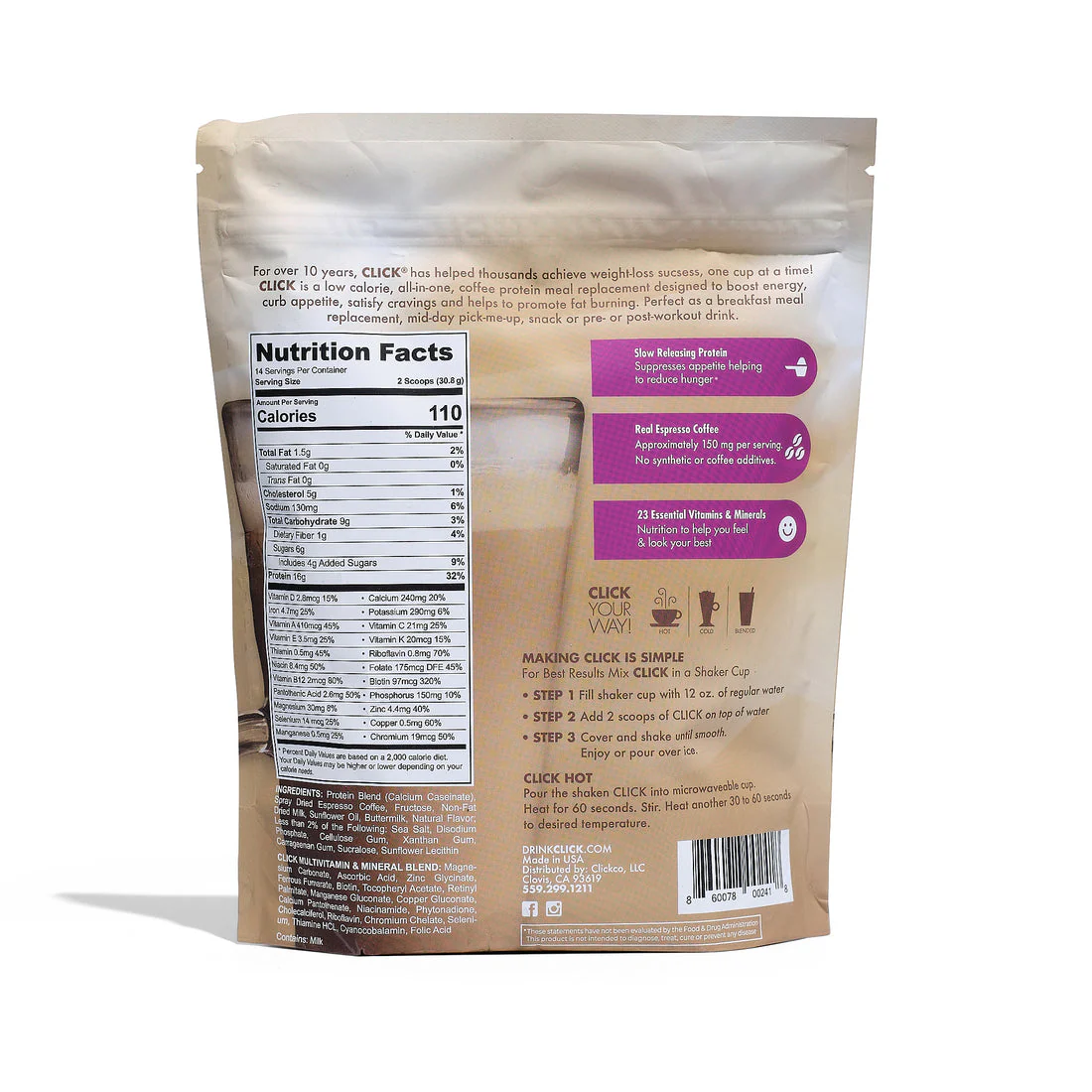 Click Coffee & Protein Powder Bag - Vanilla Latte - Image 5