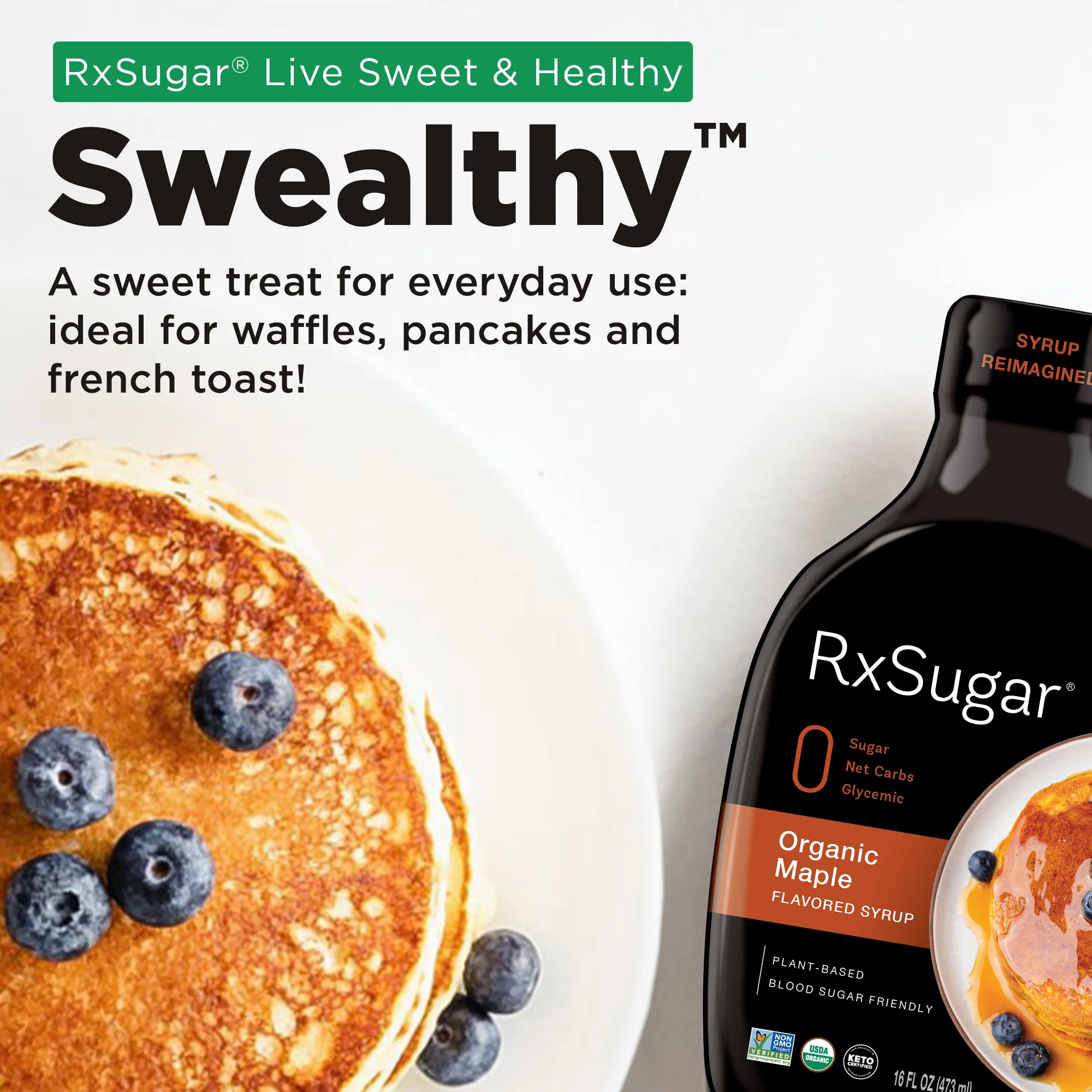 RxSugar Organic Syrup (16 oz) - Pancake - Image 7