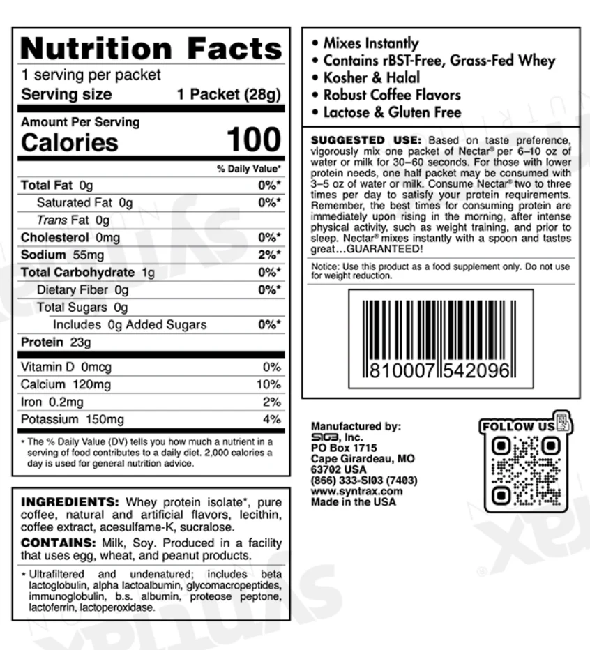 Syntrax Nectar Protein Powder Grab N' Go Box - Caramel Macchiato (12 Servings) - Image 3